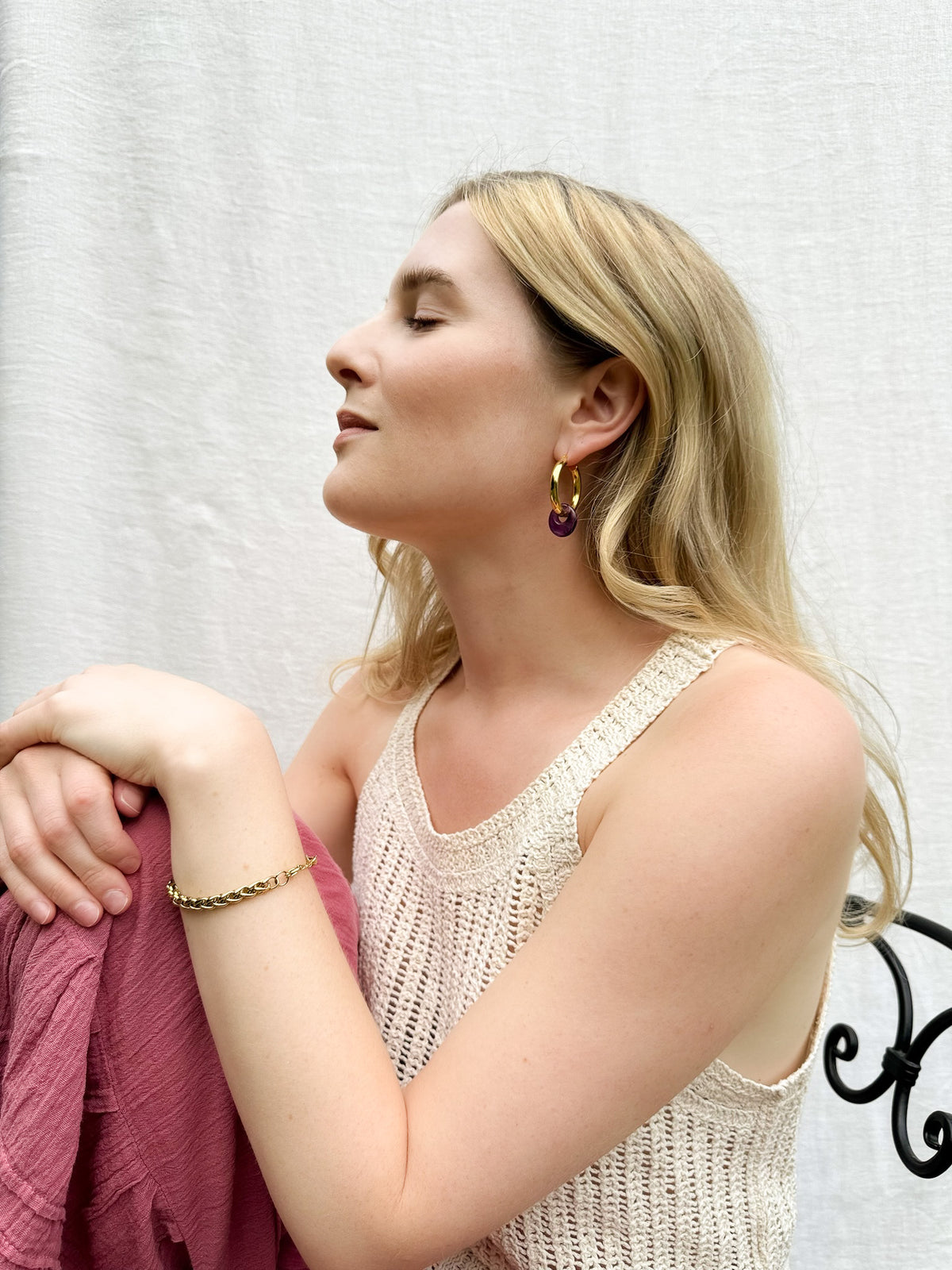 amethyst donut charm hoop earrings anhaenger