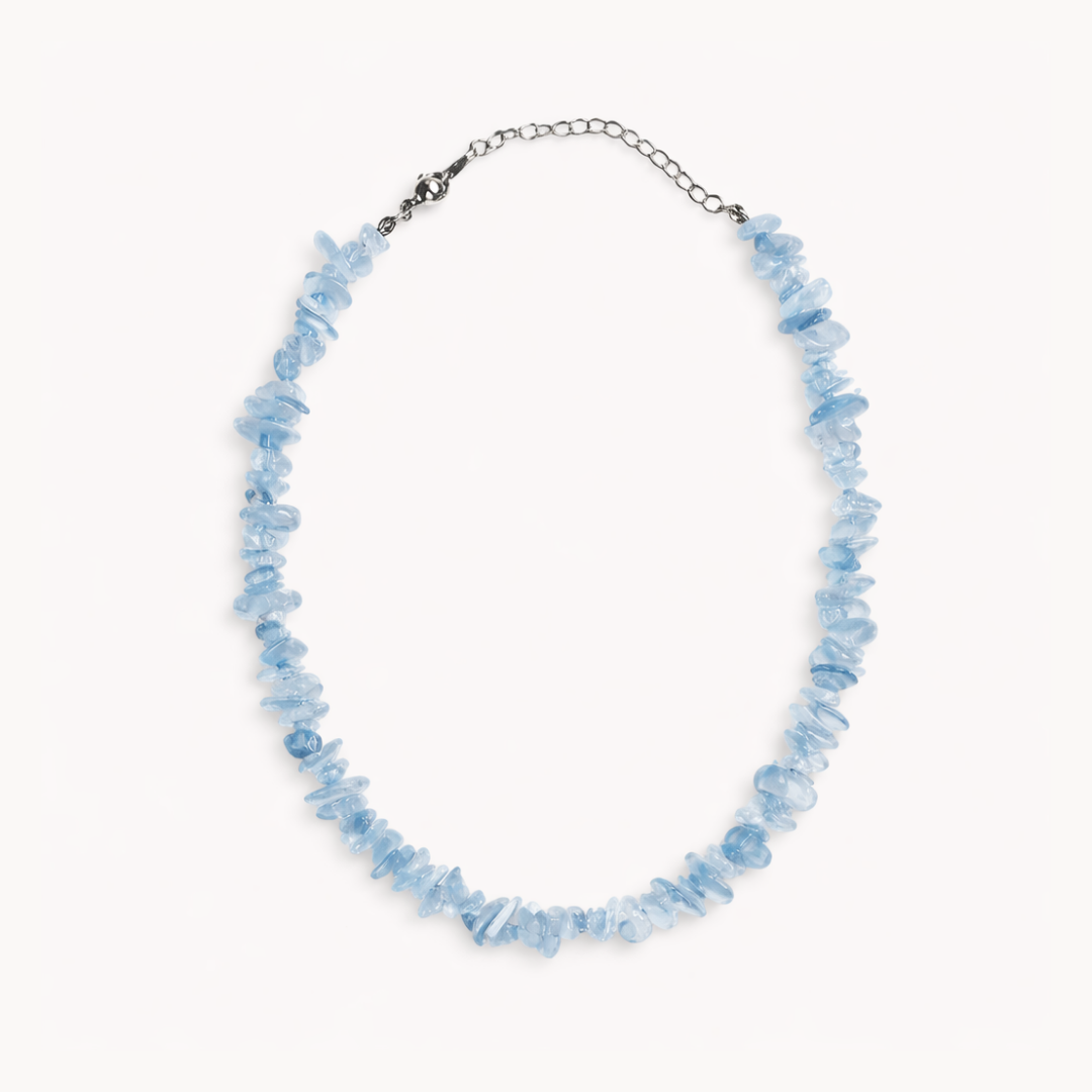 aquamarin splitter necklace natursteinnecklace aquamarin natursteinnecklace hypoallergen edelstahl
