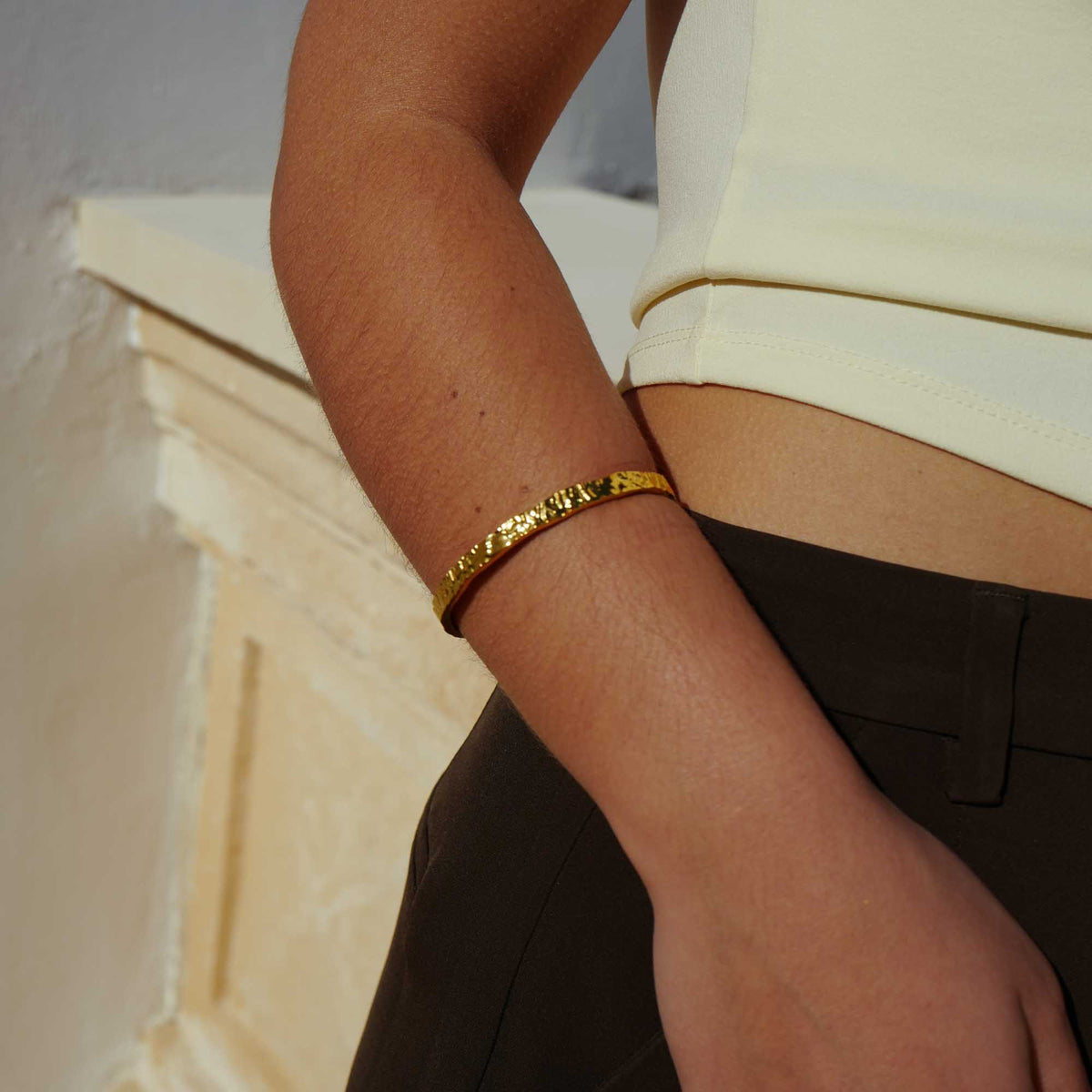 bangle gold hammered look