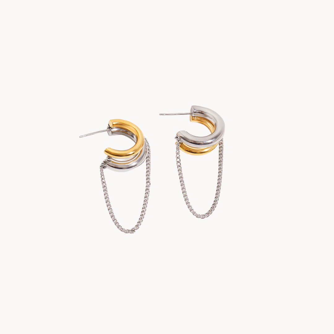 bicolor mixed metal earrings