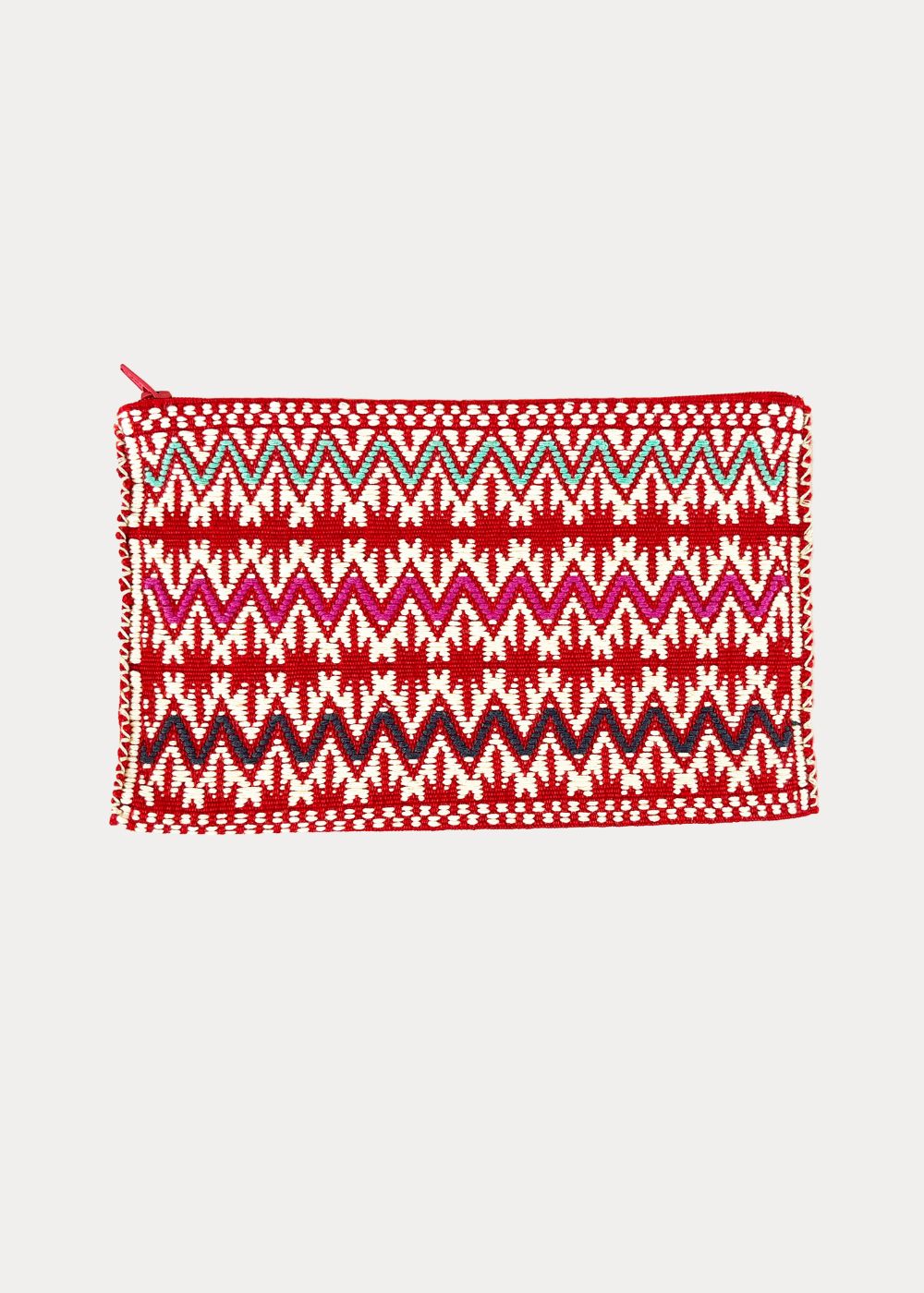 HANDWOVEN ZIP POUCH RED
