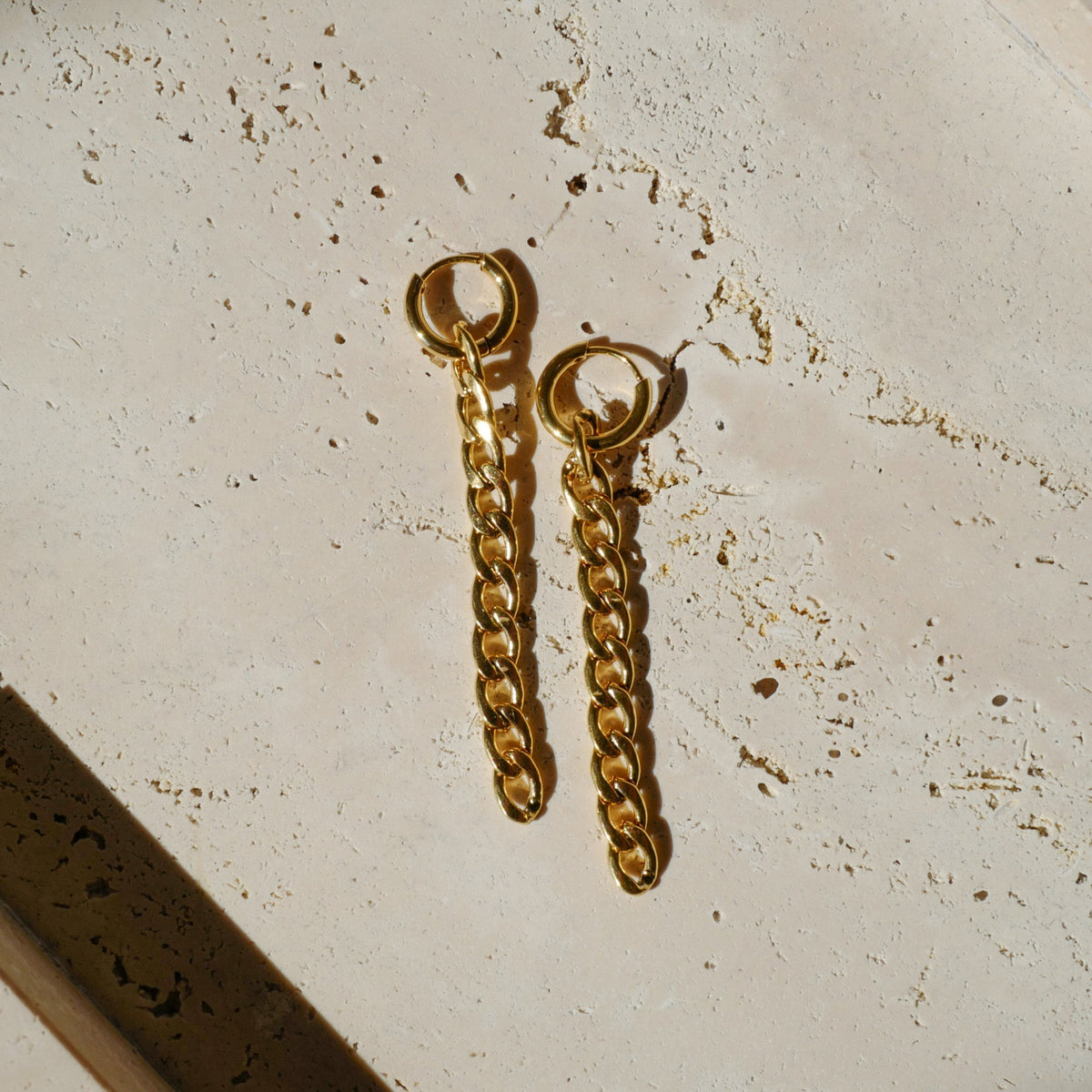 gold chain earrings waterproof huggie hoops