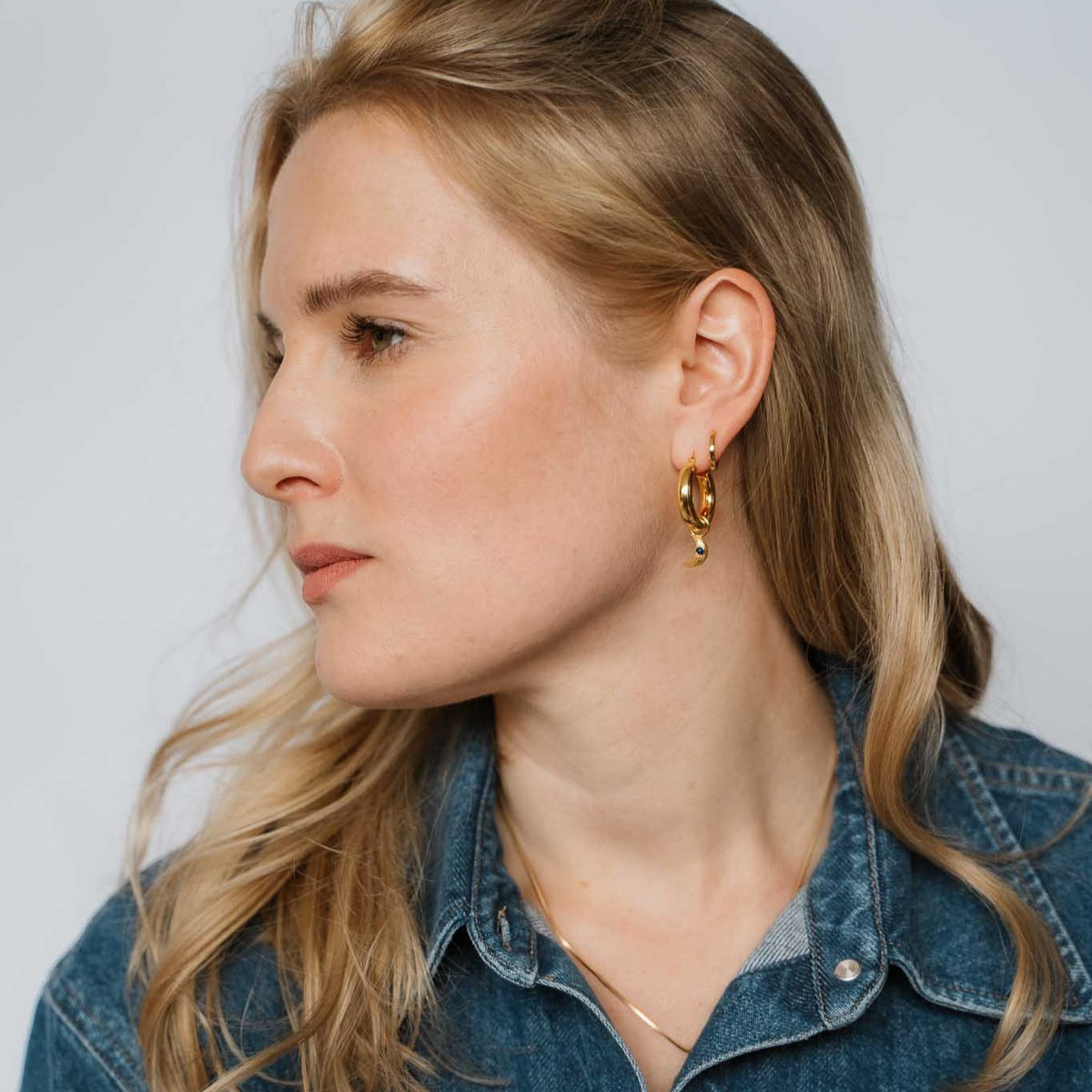 crescent moon charm hoop earrings