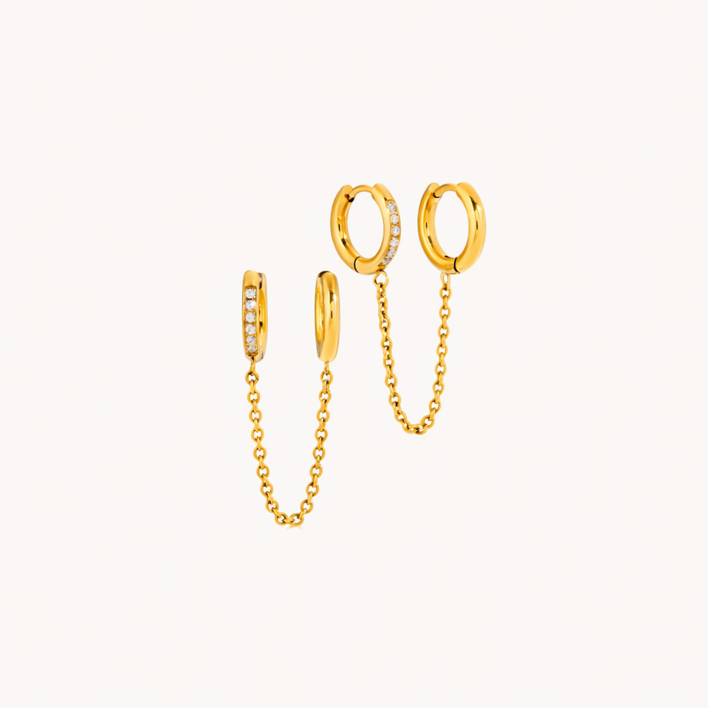 gold chain earrings waterproof huggie hoops