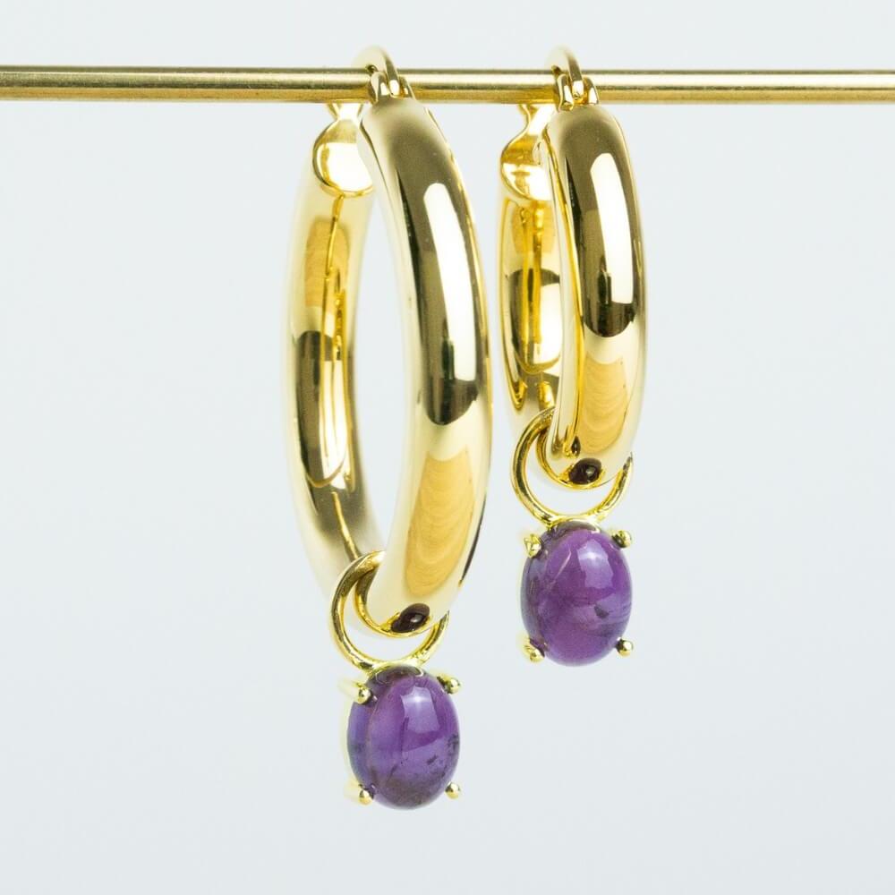 earring charm oval amethyst mix and match charms earrings for hoop earrings