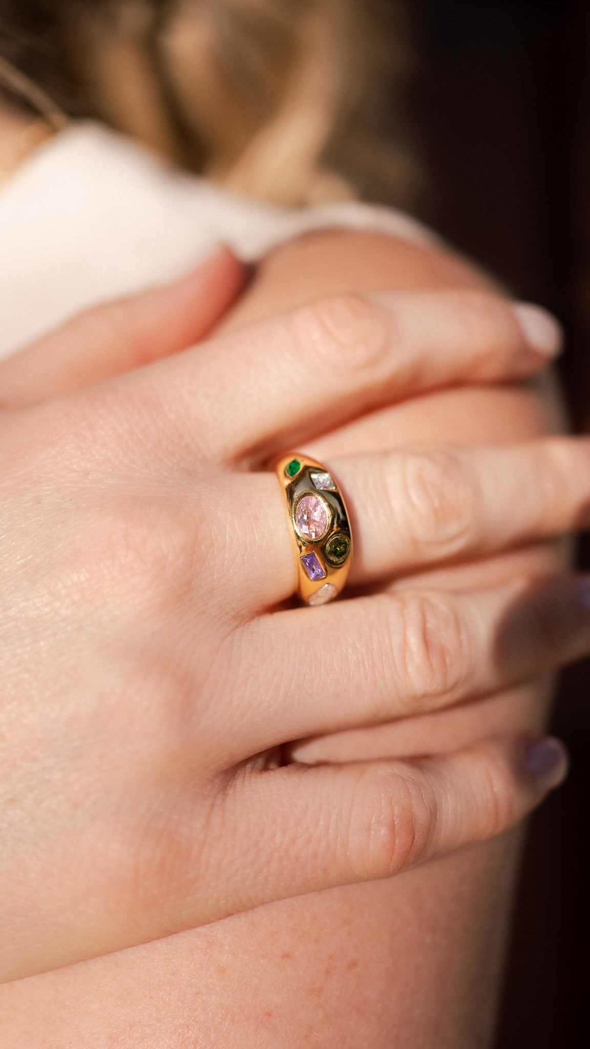 edelstahl ring gold bunt