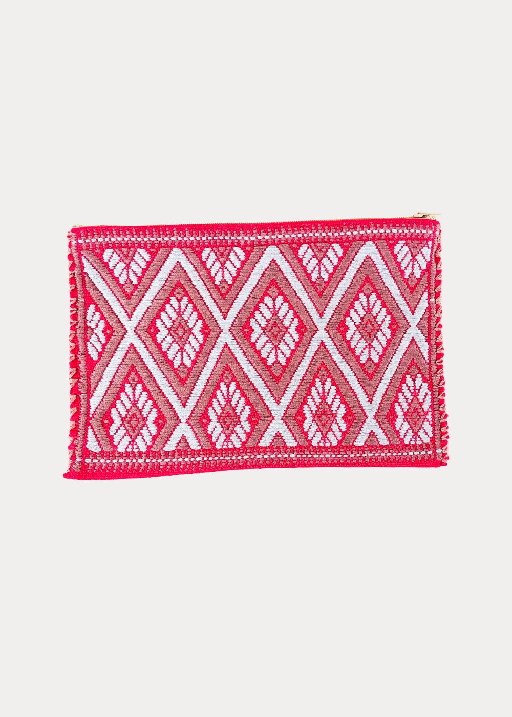 HANDCRAFTED MEXICAN ZIP POUCH RED PINK