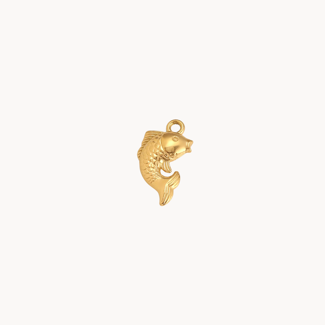 fish charm gold non tarnish hoop earrings
