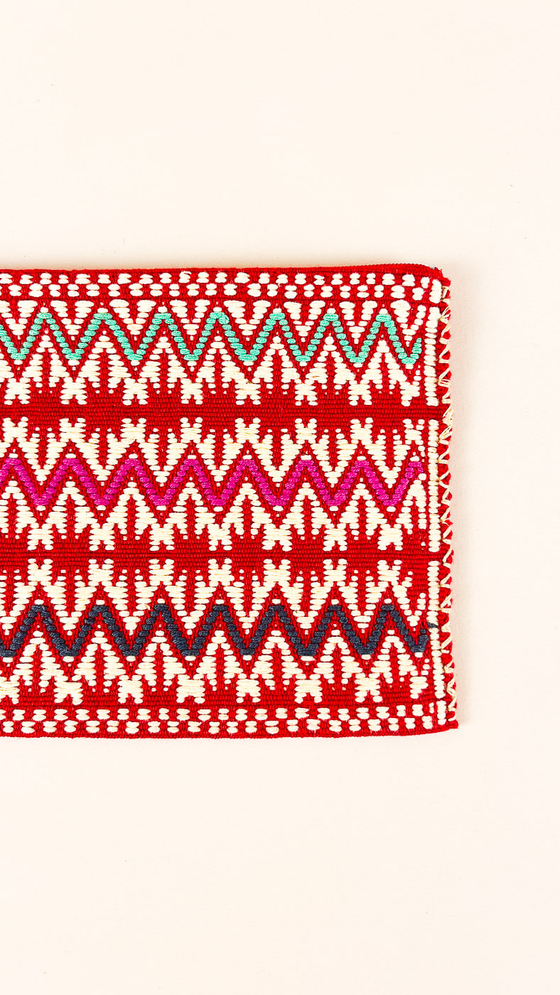 HANDWOVEN ZIP POUCH RED