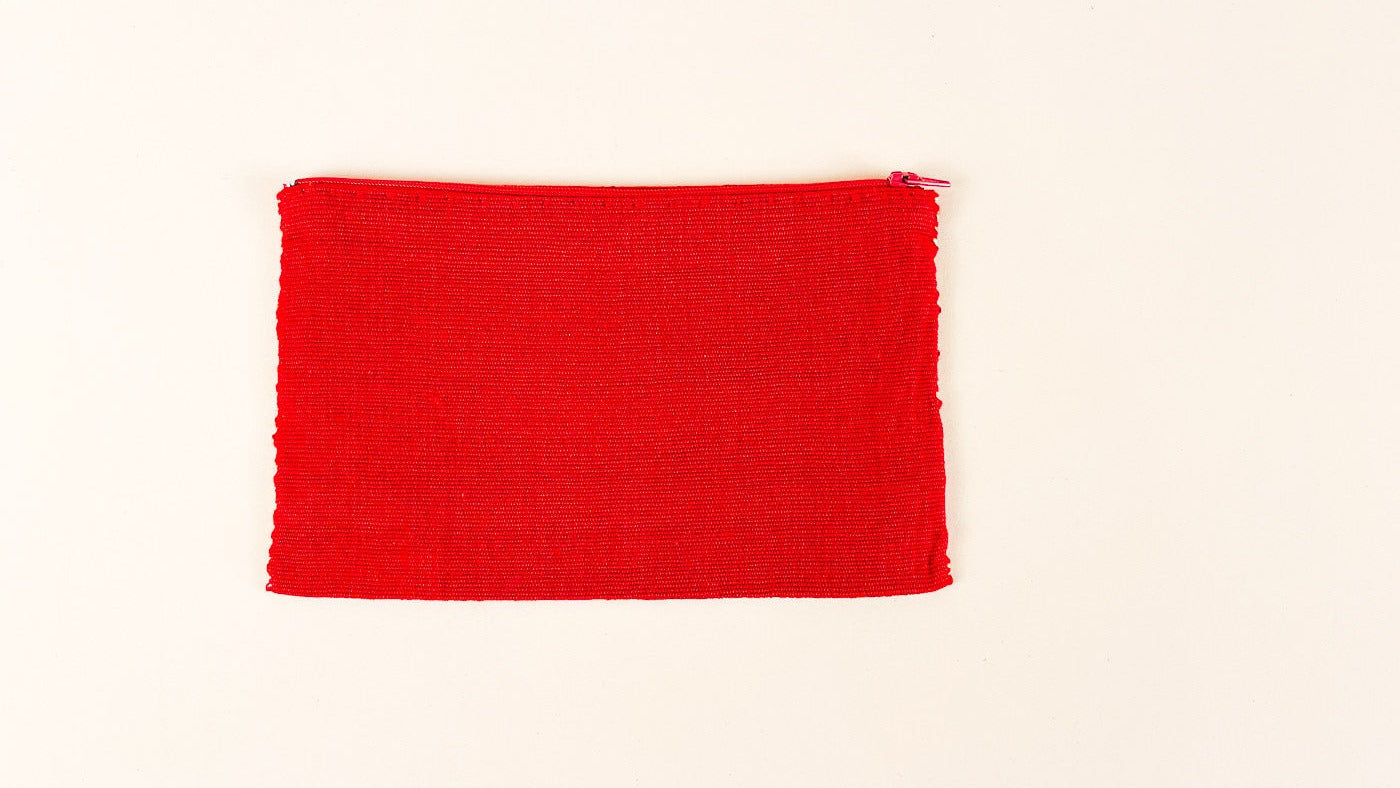 HANDWOVEN ZIP POUCH RED