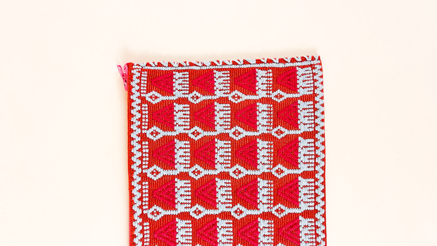 HANDWOVEN MEXICAN COSMETIC POUCH TERRACOTTA