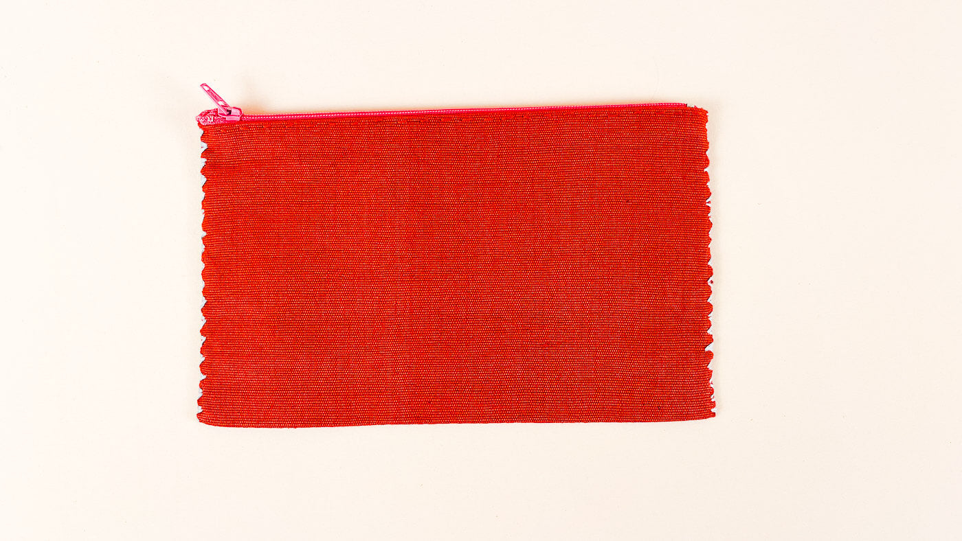 HANDWOVEN MEXICAN COSMETIC POUCH TERRACOTTA