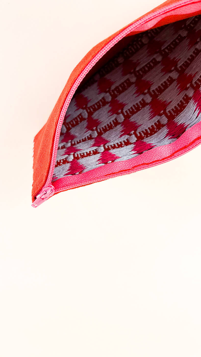 HANDWOVEN MEXICAN COSMETIC POUCH TERRACOTTA