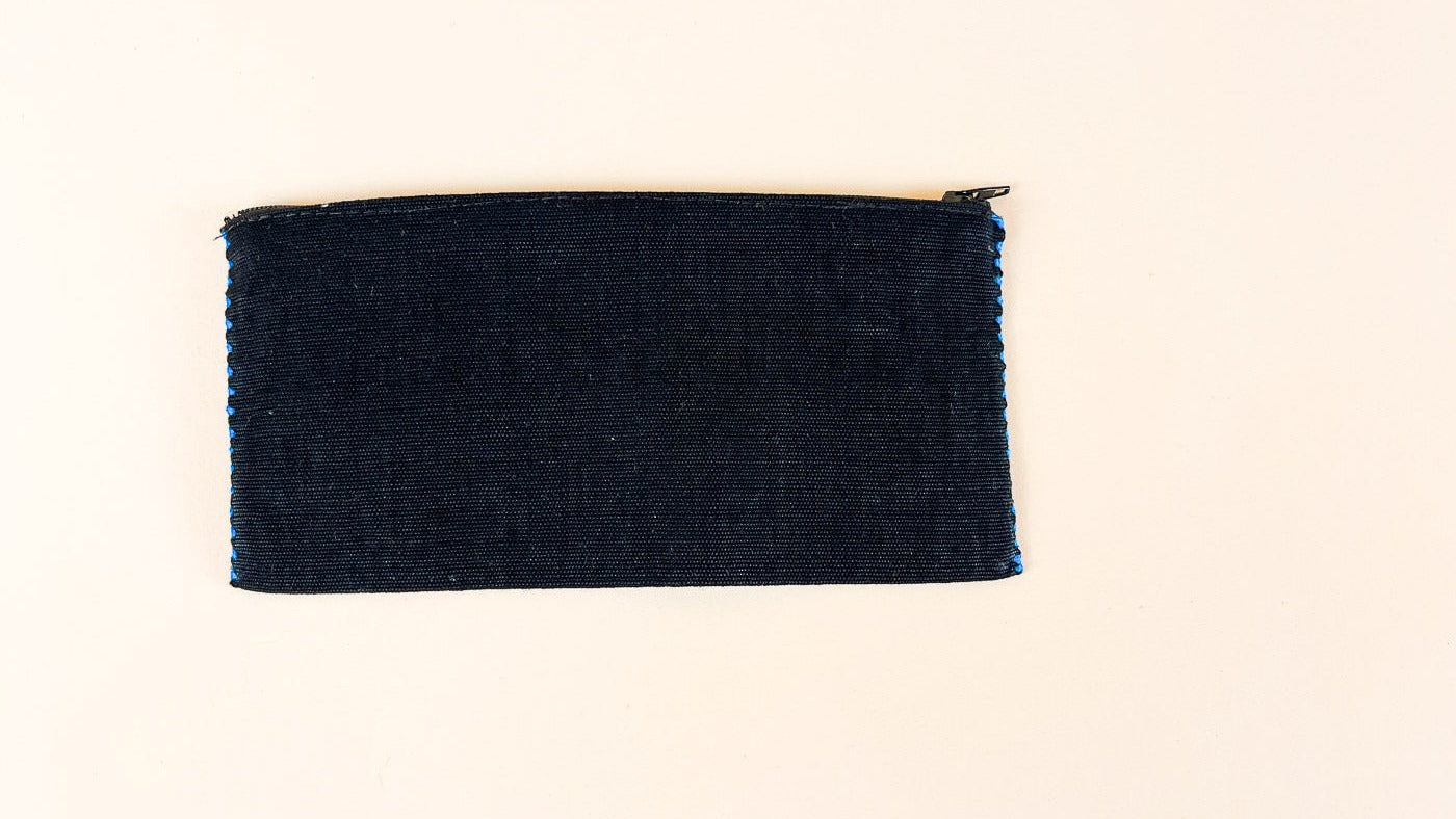 SMALL HANDWOVEN MEXICAN COSMETIC BAG BLUE