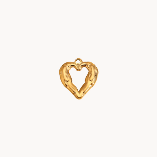 Heart Charm Gold Hammered