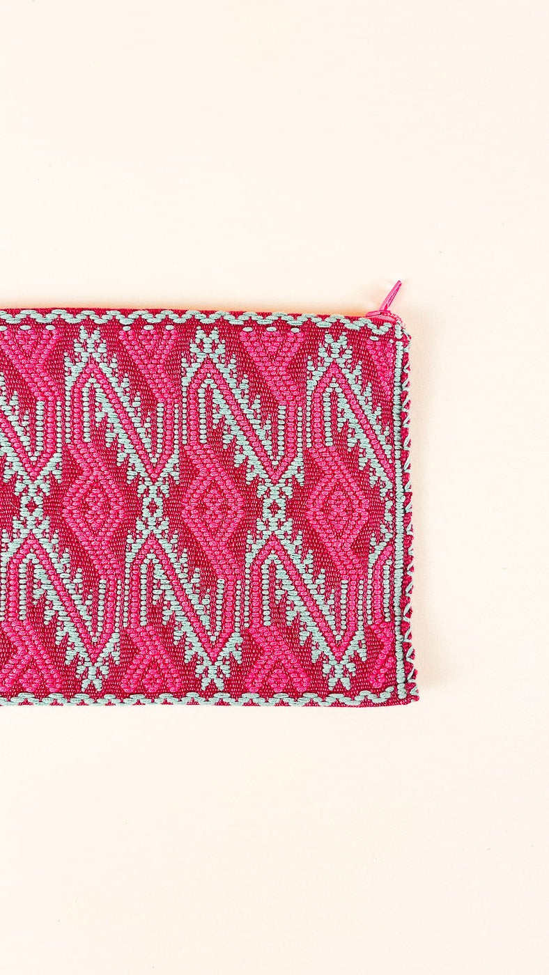 MEXICAN COSMETIC BAG HANDWOVEN ROSÉ