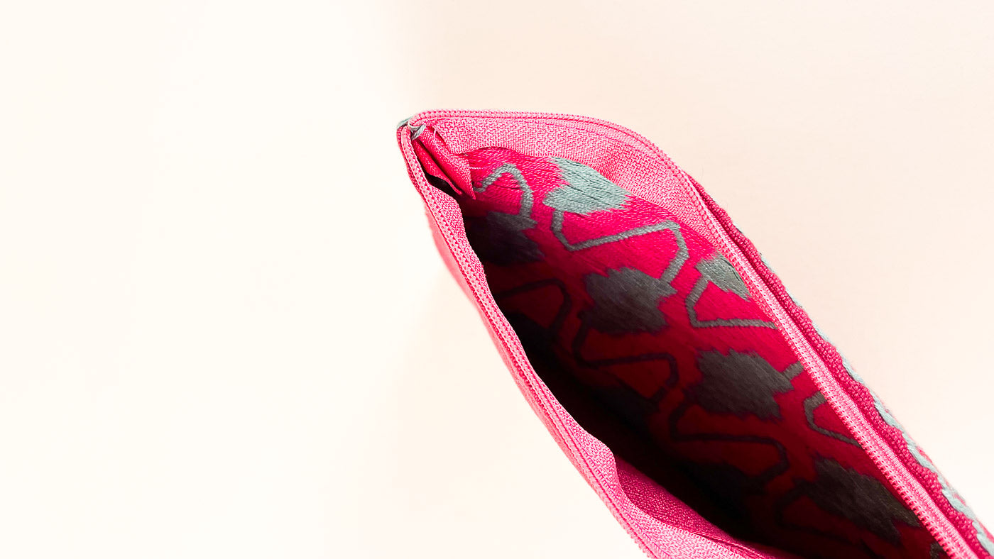 MEXICAN COSMETIC BAG HANDWOVEN ROSÉ