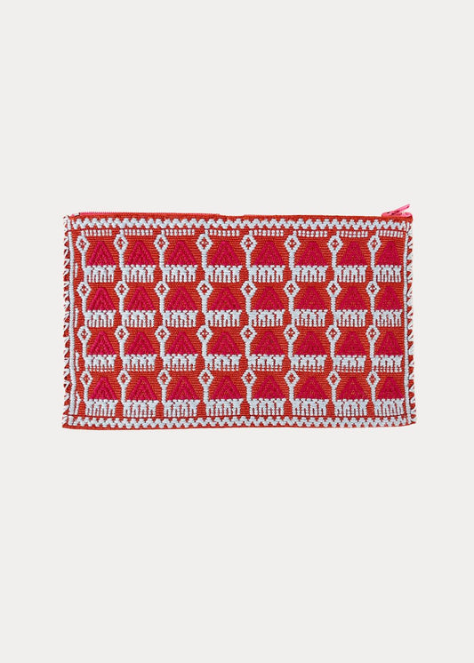 HANDWOVEN MEXICAN COSMETIC POUCH TERRACOTTA