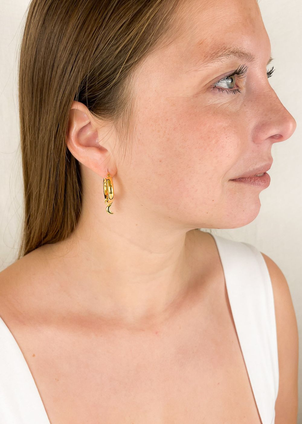 moon earring charm gold vermeil earrings for hoop earrings