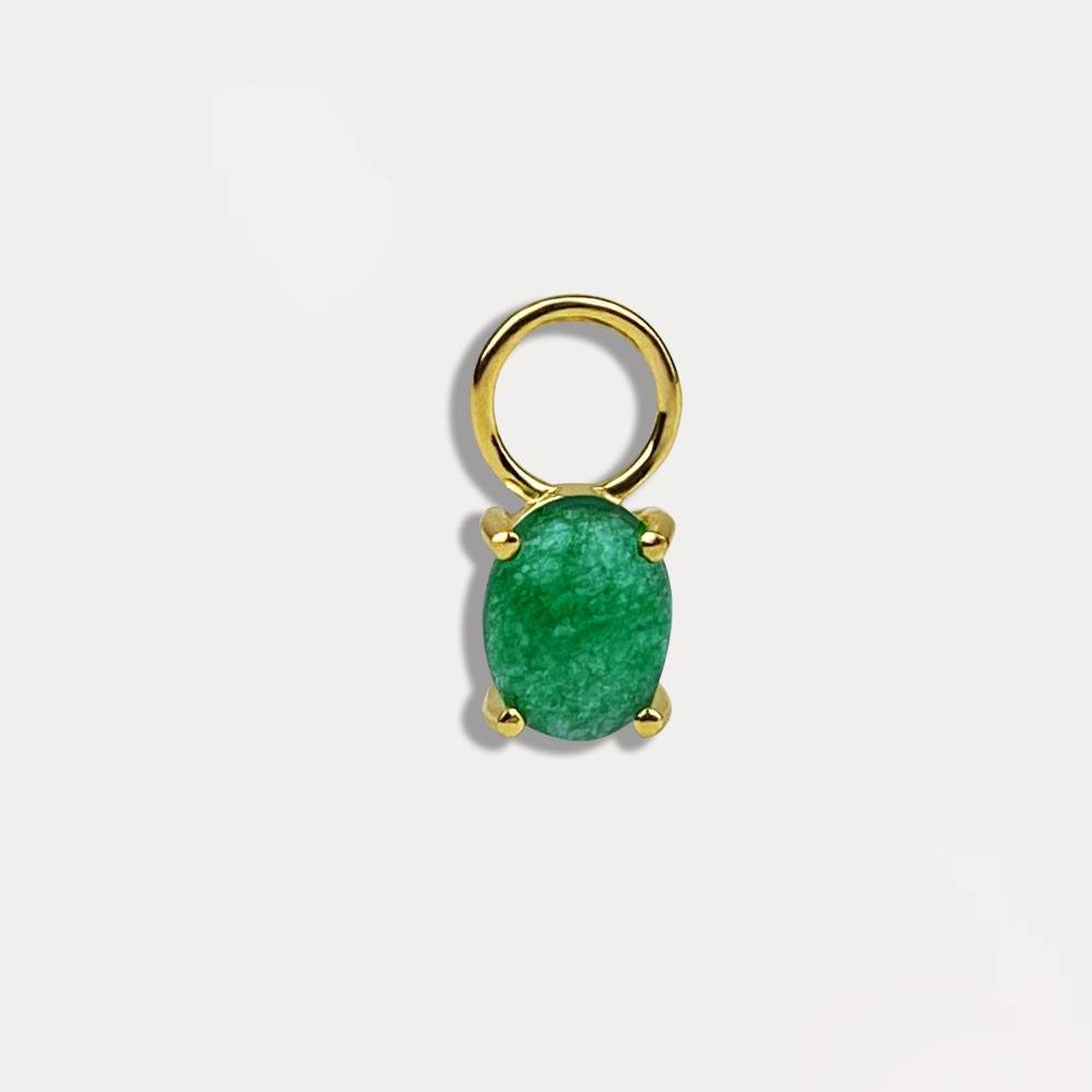 oval gemstone charm earring charm green stone earrings for hoop earrings