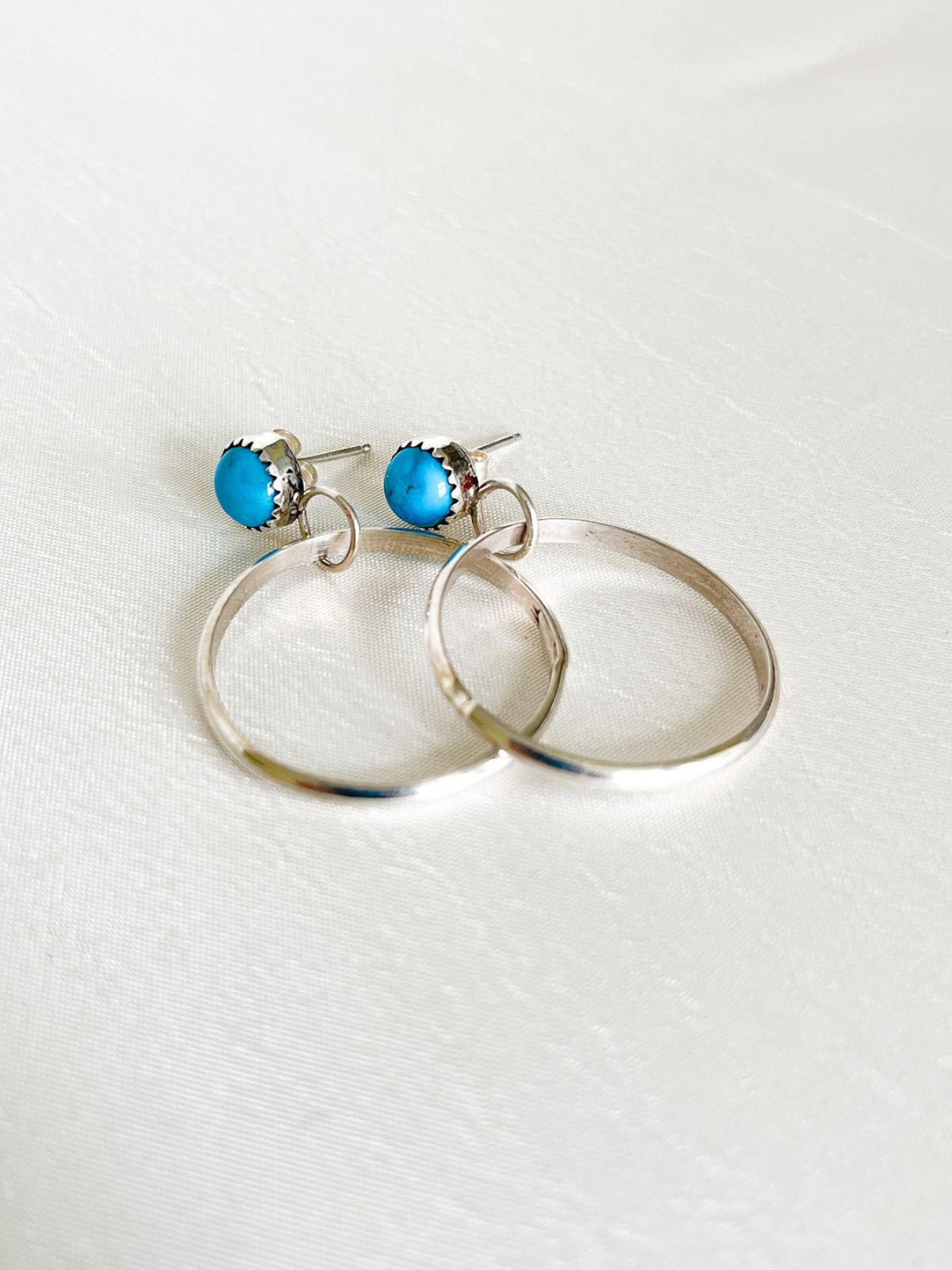 silver kreolen mit tuerkis navajo schmuck