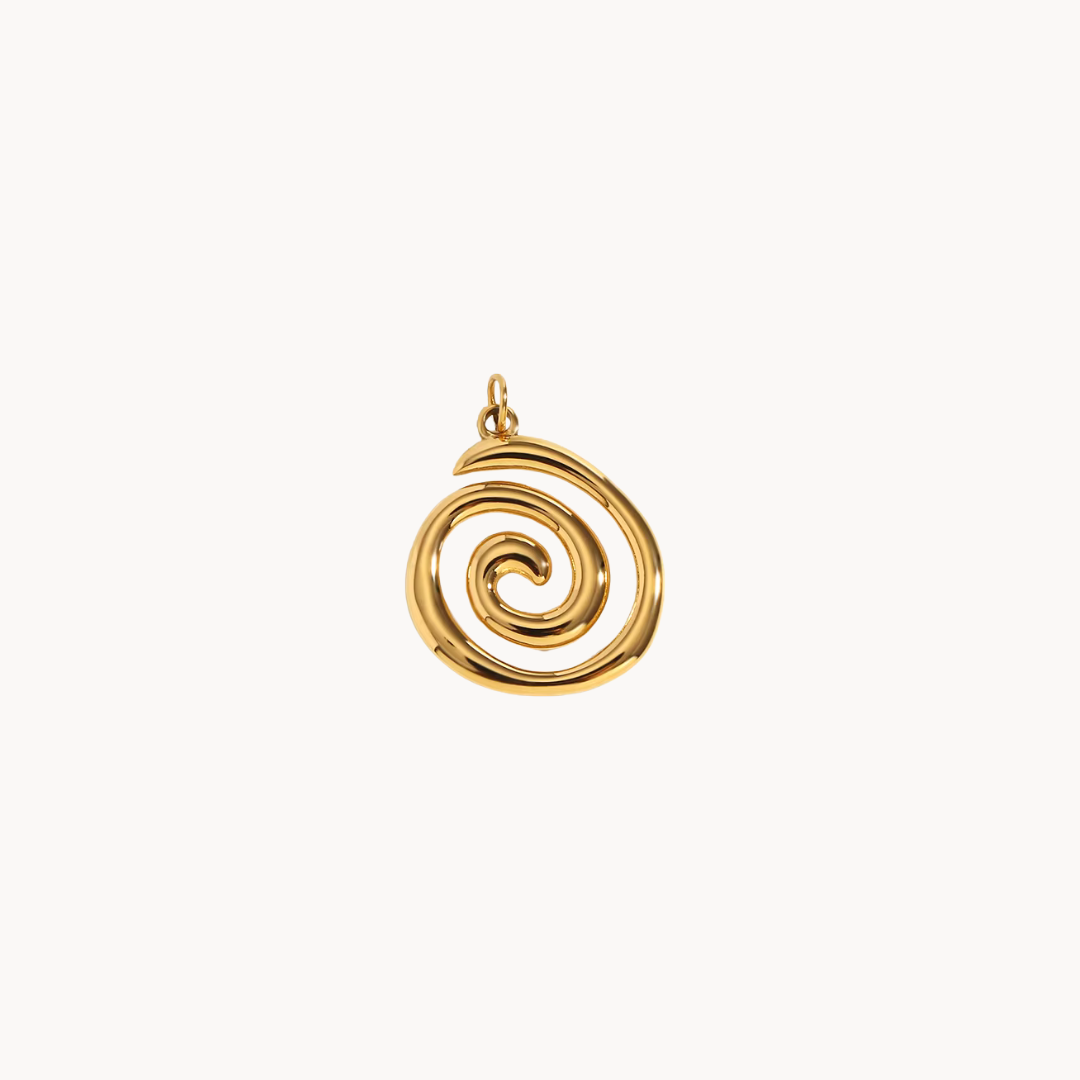 spiral charm gold non tarnish hoop earrings