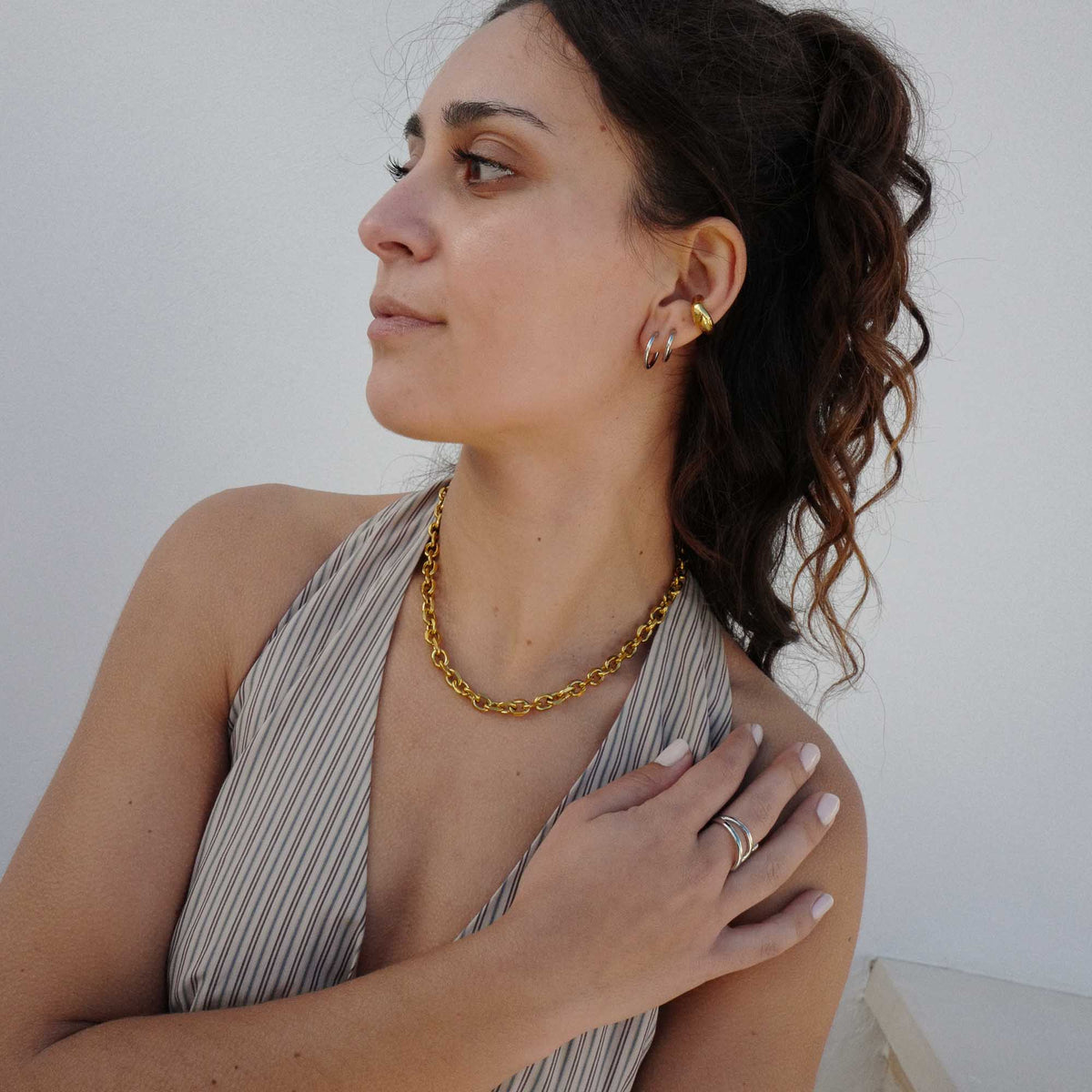 statement necklace gold scandi style necklace
