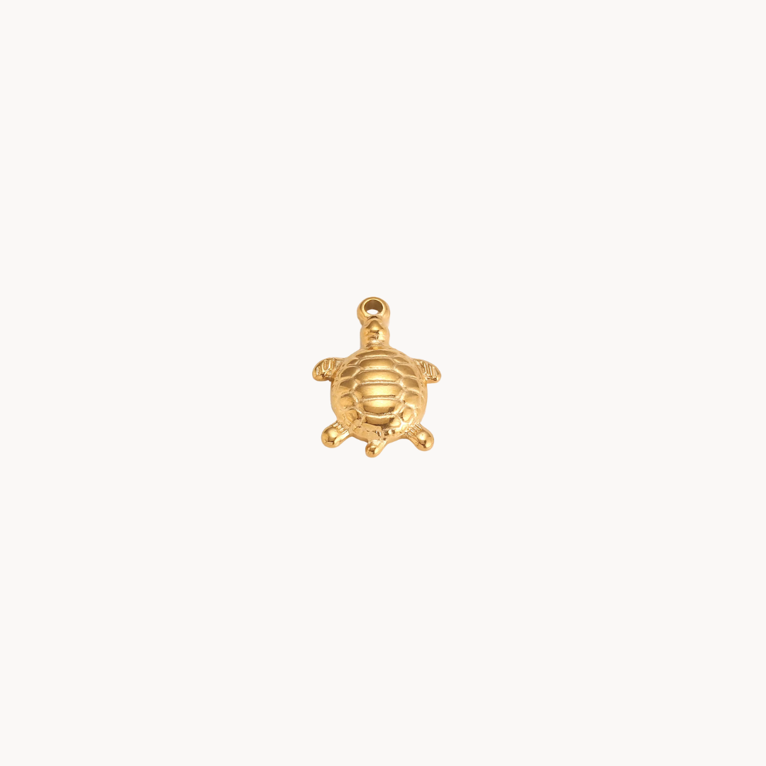 turtle charm gold non tarnish hoop earrings
