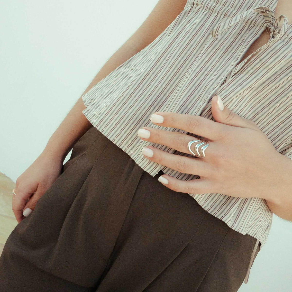 wave ring silver adjustable