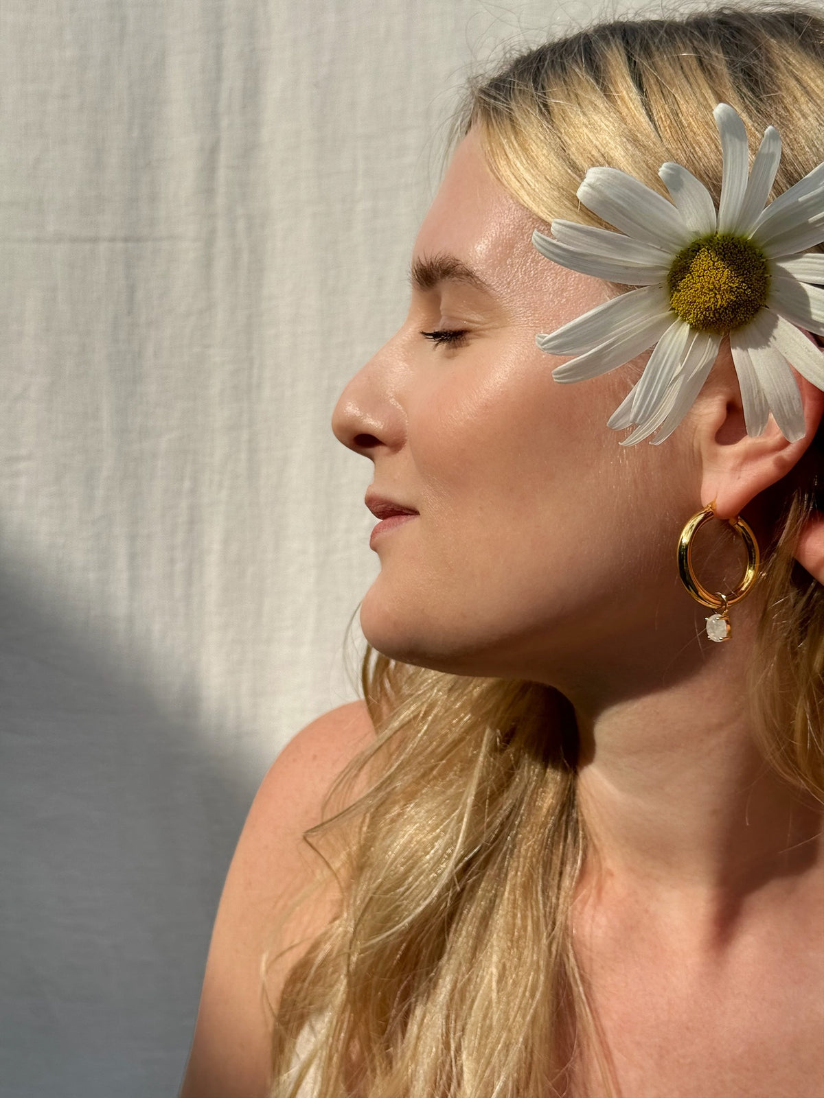 white moonstone earrings hoop earrings mix and match earrings necklace
