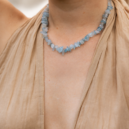 Aquamarine Chip Necklace PONZA Gold
