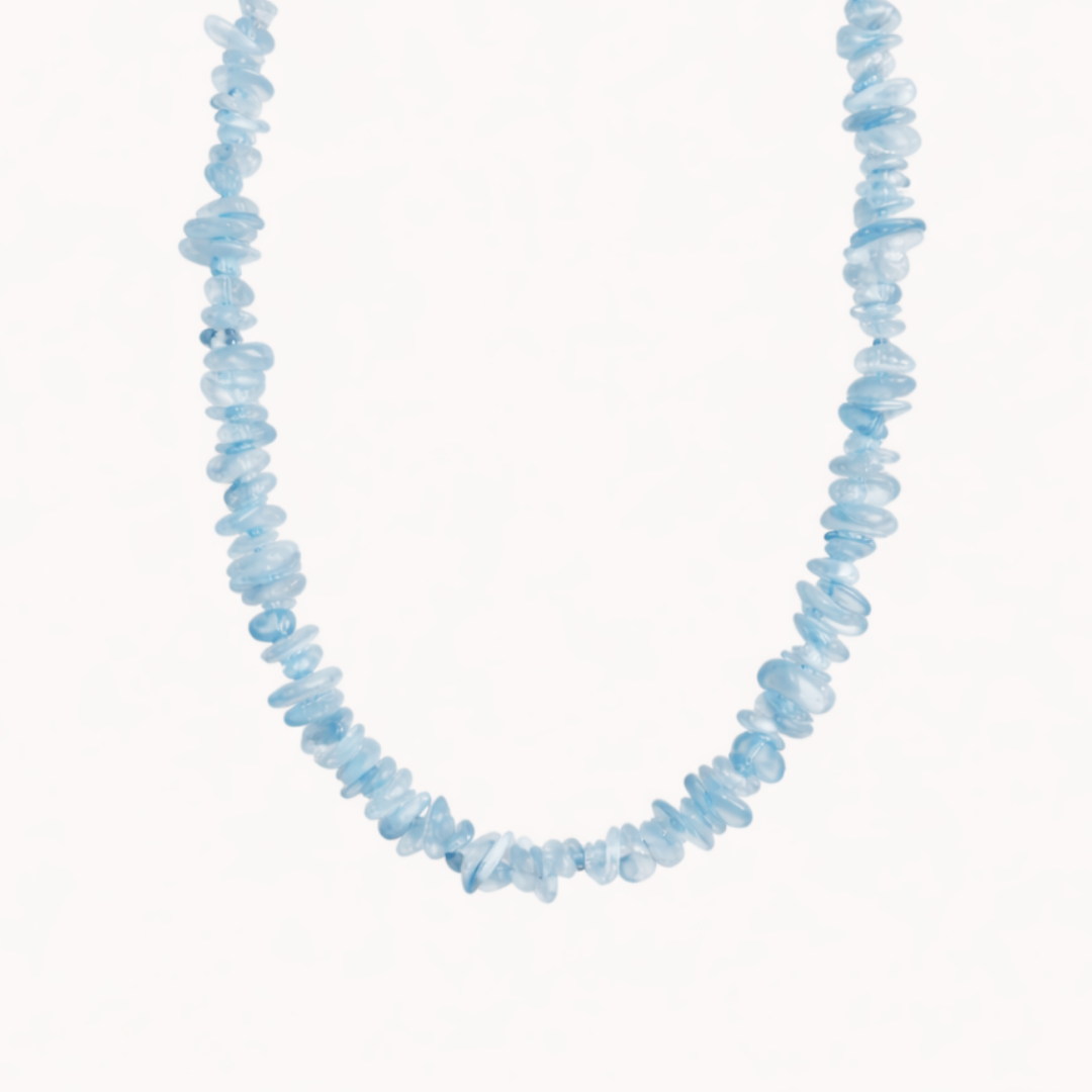 aquamarin splitternecklace aquamarin natursteinnecklace aquamarin edelstahl necklace