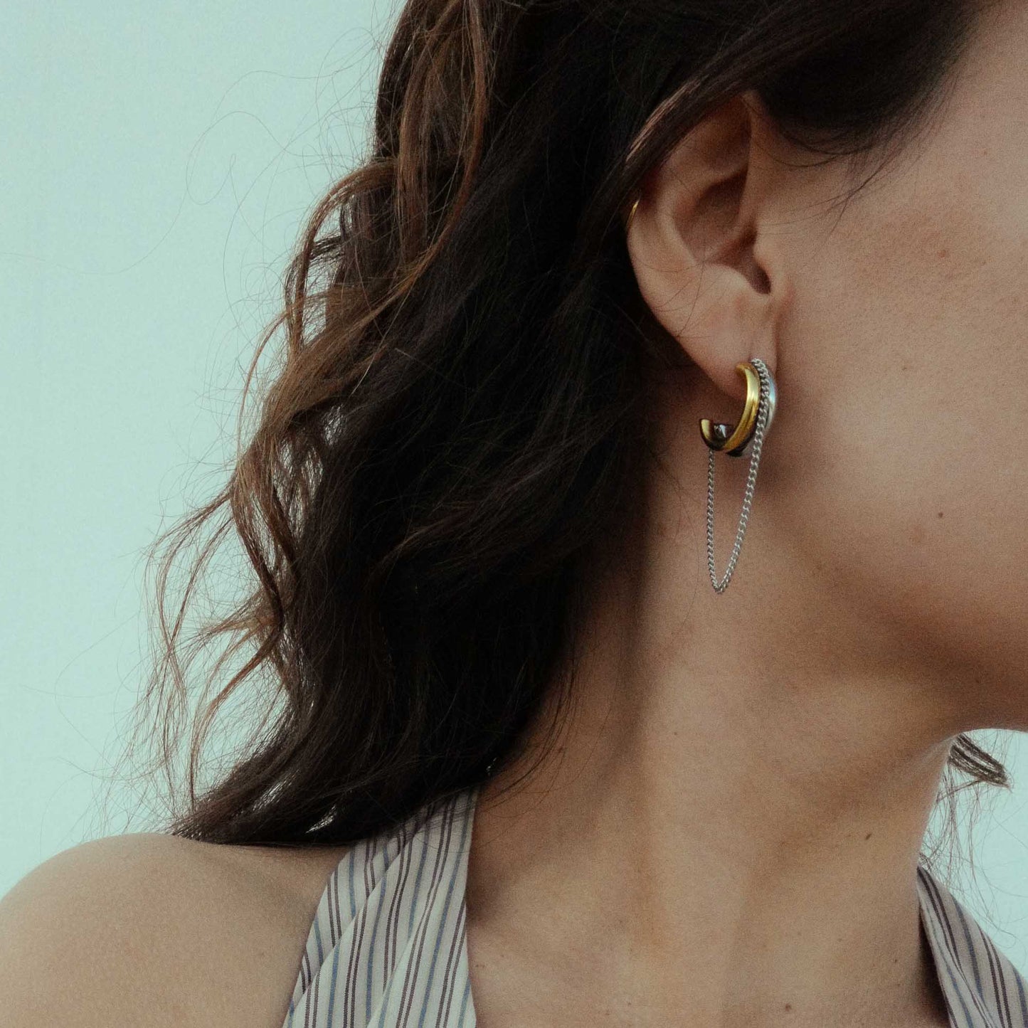 bicolor earrings lang mixed metal earrings