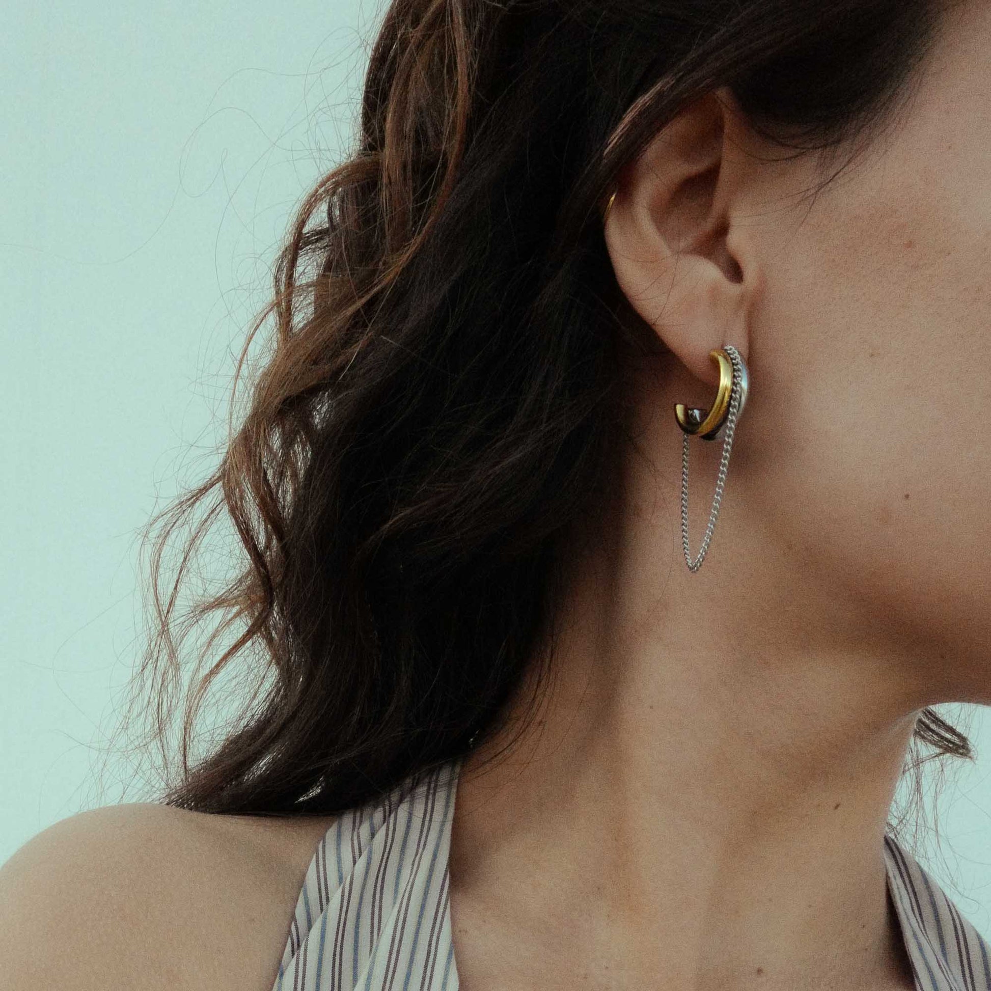 bicolor earrings lang mixed metal earrings