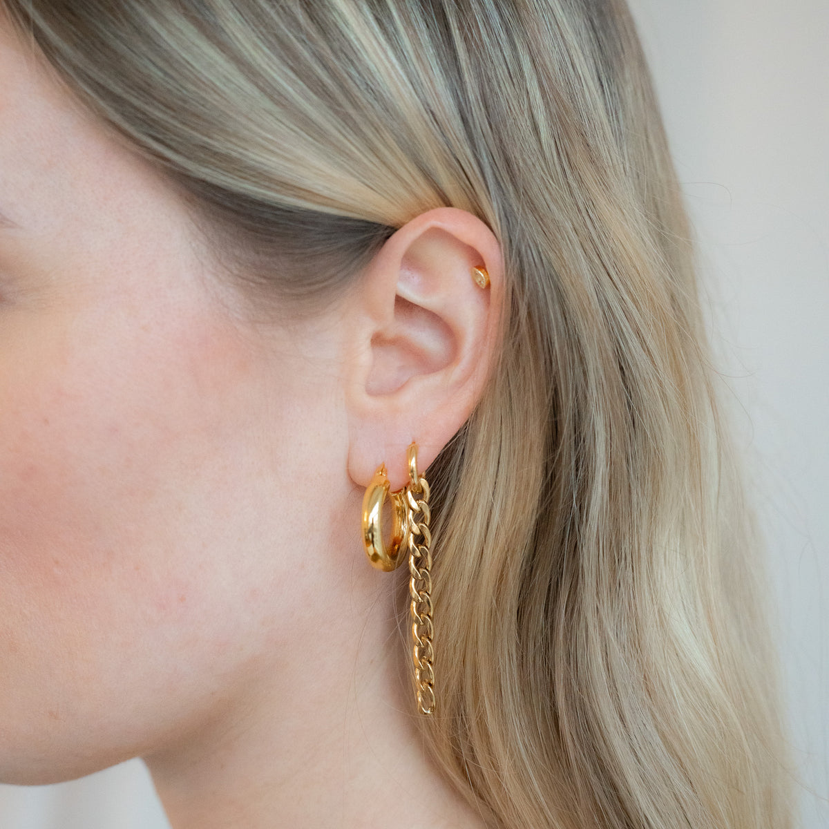 chain charm gold non tarnish earrings for hoop earrings