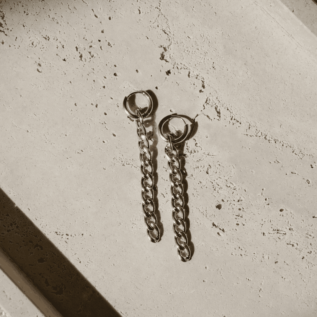 gold chain earrings waterproof huggie hoops