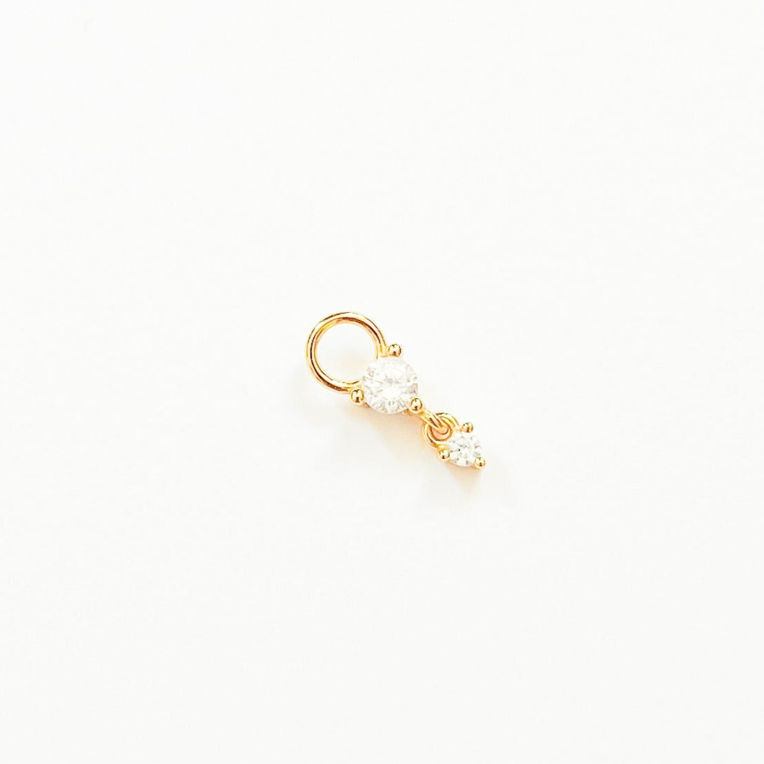 Earring Charm Gold Double Diamond