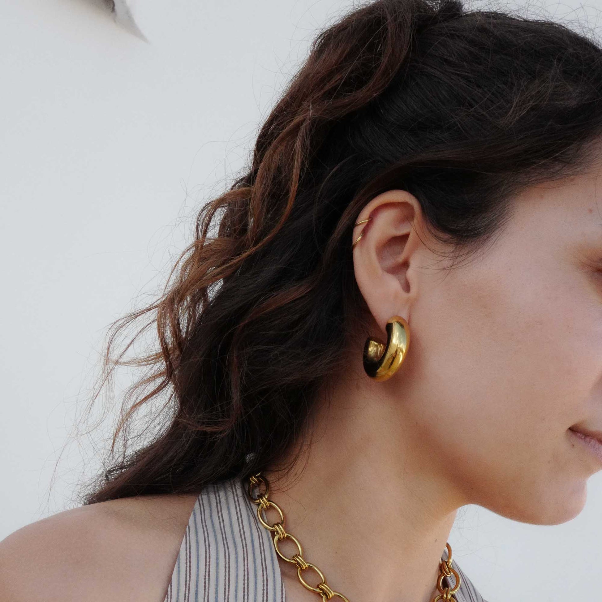 chunky hoops gold waterproof statement earrings gold