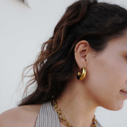 chunky hoops gold waterproof statement earrings gold