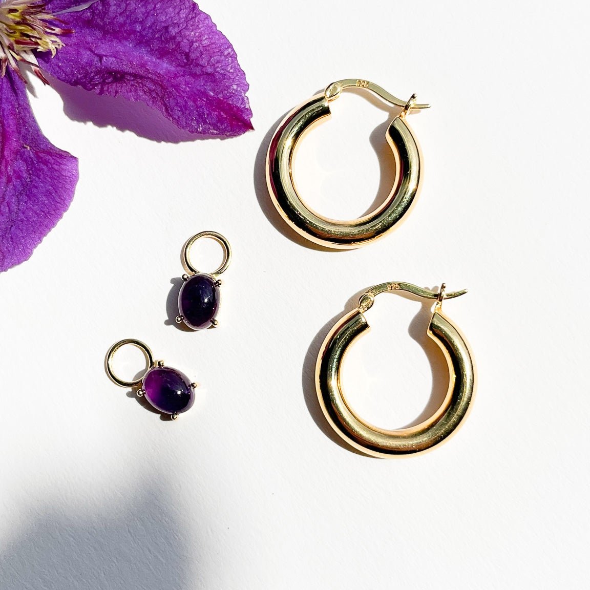 hoop earrings charm amethyst