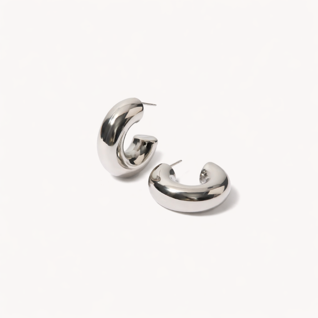 hoop earrings chunky silver edelstahl wasserfest