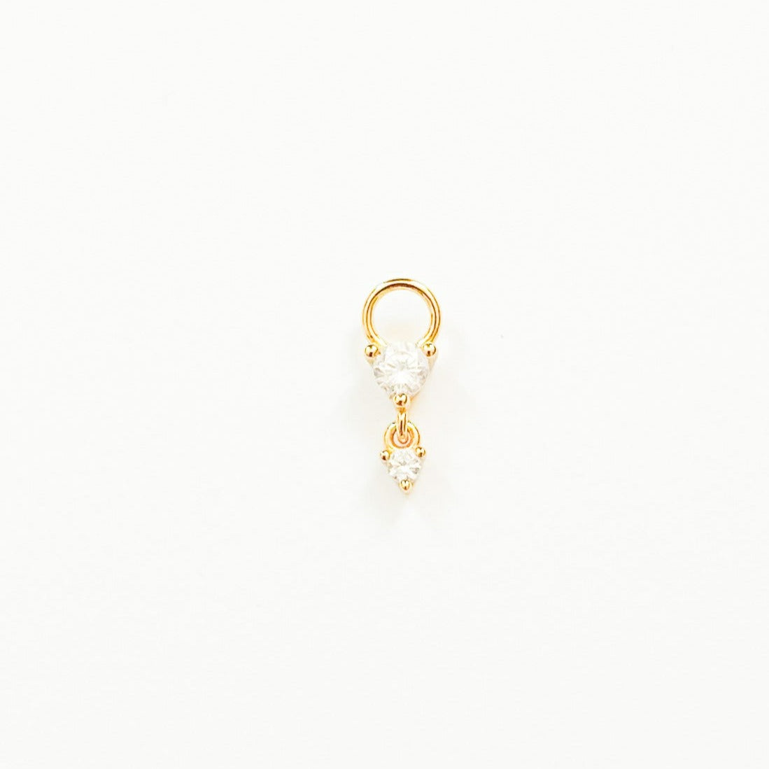 Earring Charm Gold Double Diamond