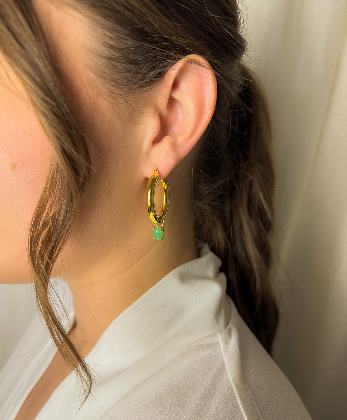 earring charms gold with green stone earrings for hoop earrings