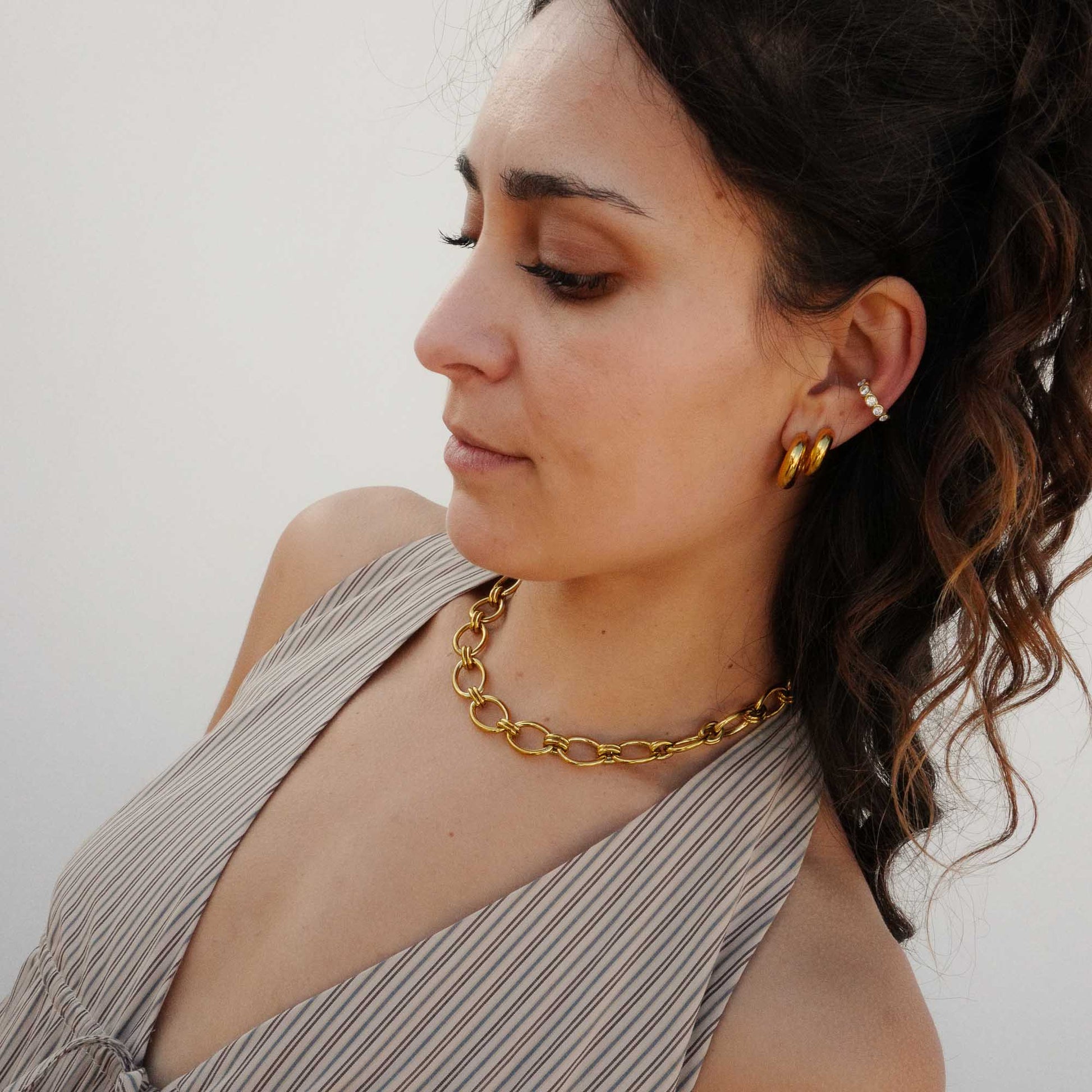 grosse necklace mit gliedern gold chunky necklace edelstahl