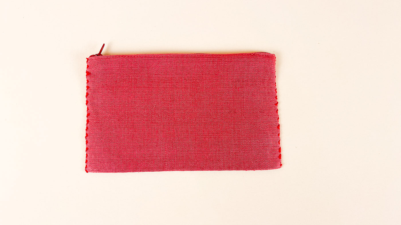 HANDCRAFTED MEXICAN COSMETIC BAG RED