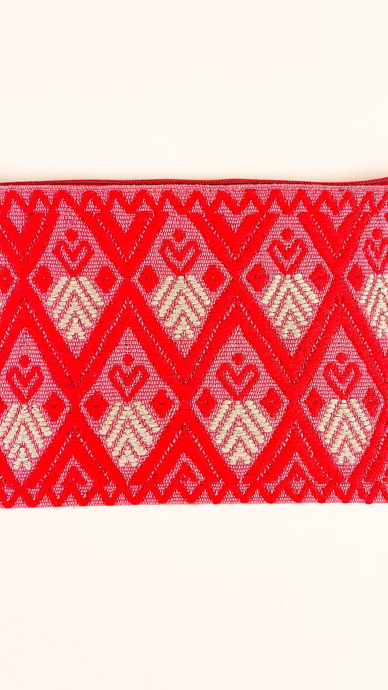 HANDCRAFTED MEXICAN COSMETIC BAG RED