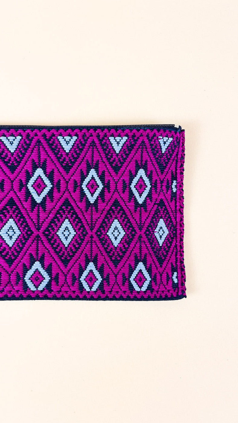 HANDWOVEN MEXICAN COSMETIC BAG PURPLE