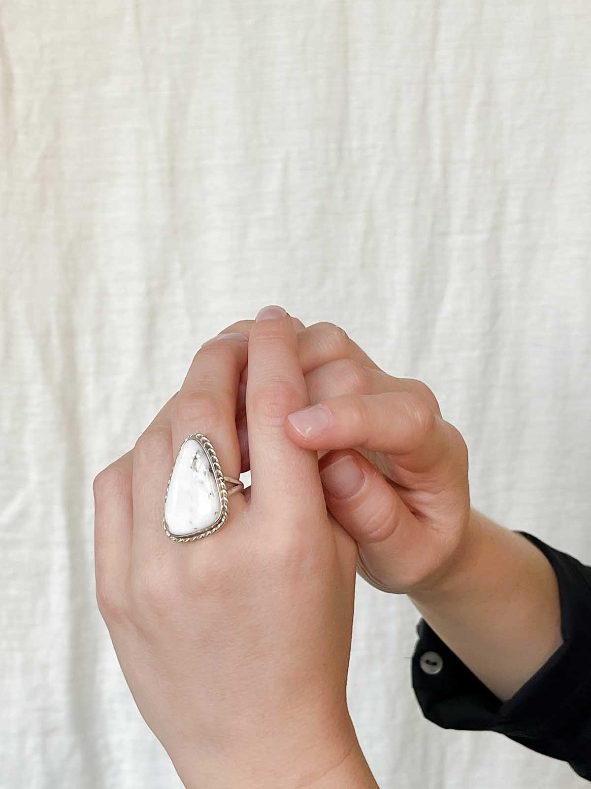navajo turquoise white buffalo ring