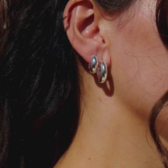 chunky hoops silver waterproof hypoallergenic hoop earrings