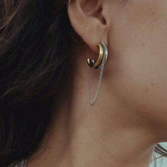 bicolor statement earrings non tarnish